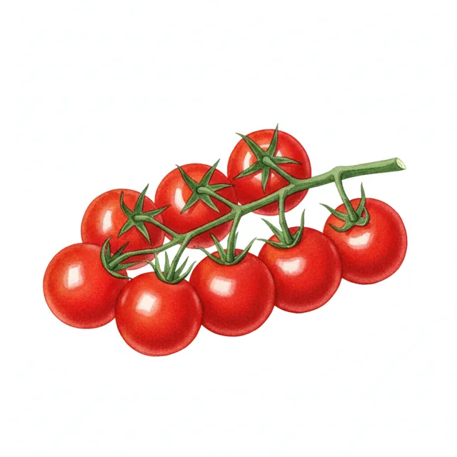 Tomate Cerisette Brin De Muguet, illustration botanique