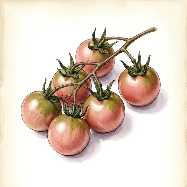 Tomate Cocktail Clementine, illustration botanique