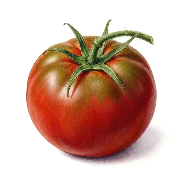 Tomate Merveille de Bastogne, illustration botanique