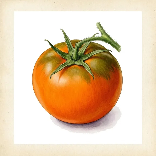 Tomate Orange Bourgoin, illustration botanique