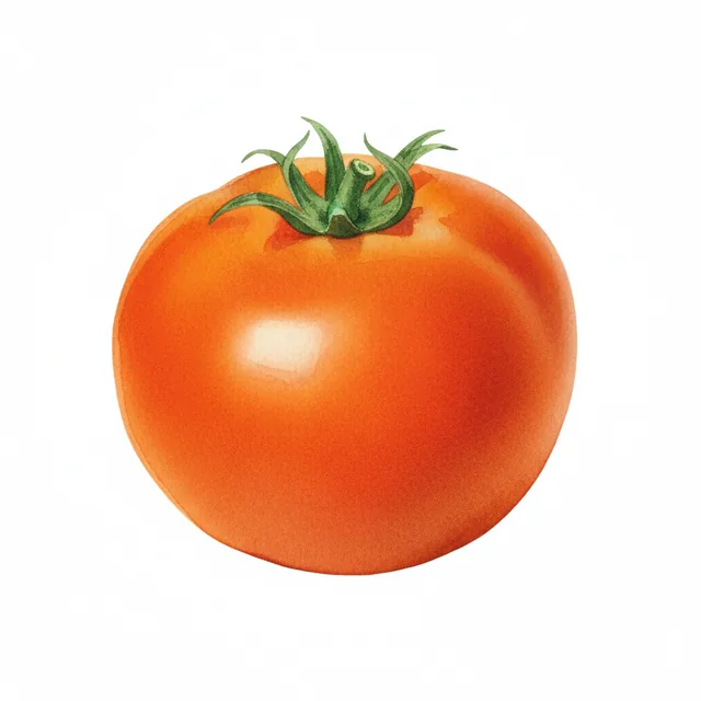 Tomate Orange Kaki Coing, illustration botanique