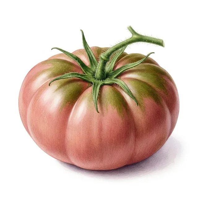 Tomate Pamplemousse du Grand-Père, illustration botanique