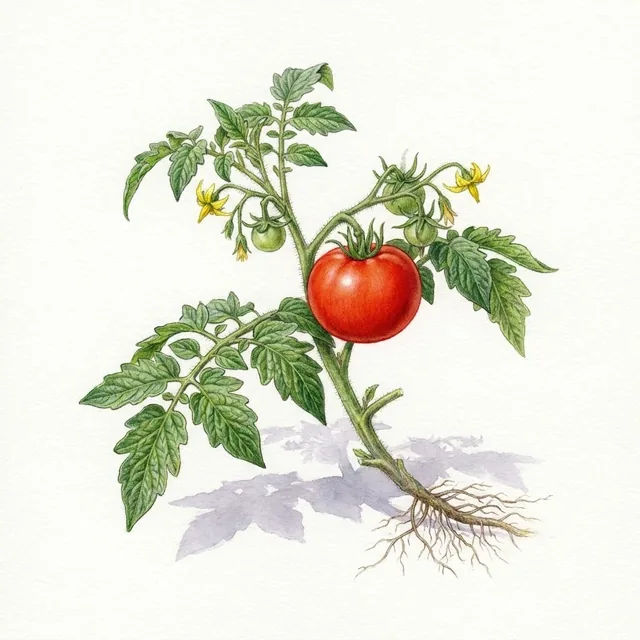 Tomate Précoce de Quimper ab - Plant, illustration botanique