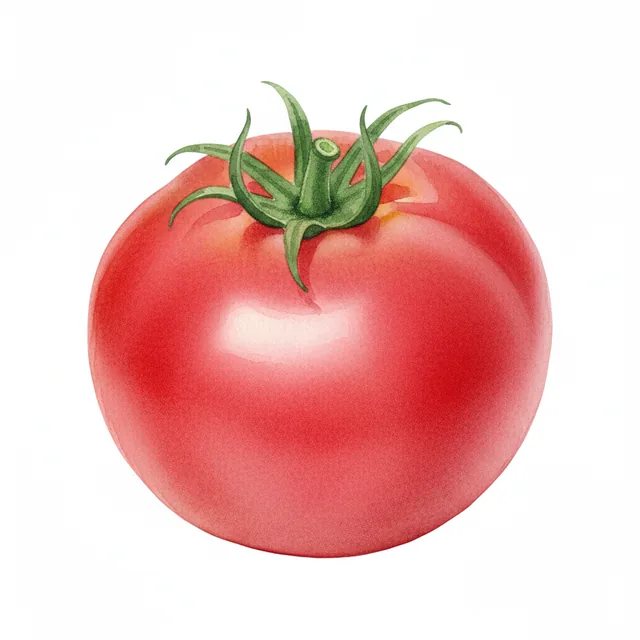 Tomate Rose Lucky Des Fontenelles, illustration botanique