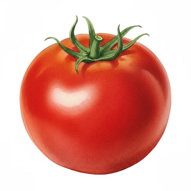 Tomate Rouge Aurore Siberienne, illustration botanique