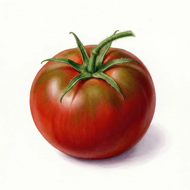 Tomate Rouge de Gand, illustration botanique
