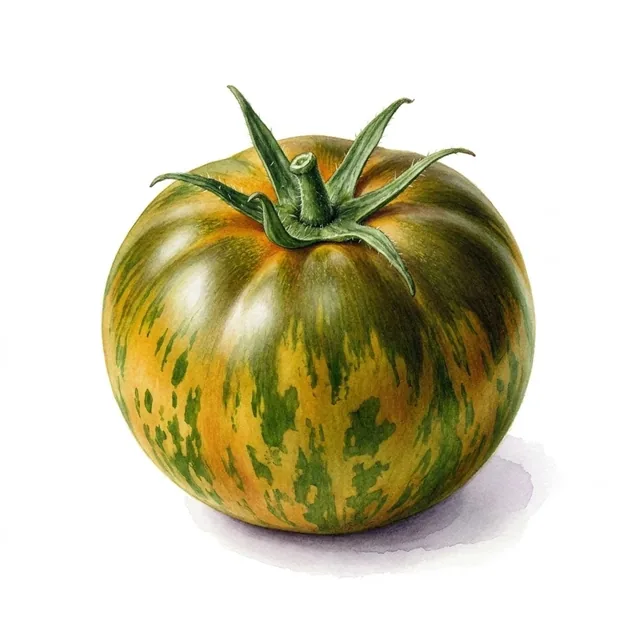 Tomate Tigrella Bicolore, illustration botanique