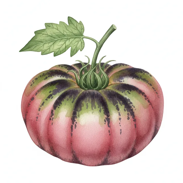 Tomate Tlacolula Pink, illustration botanique