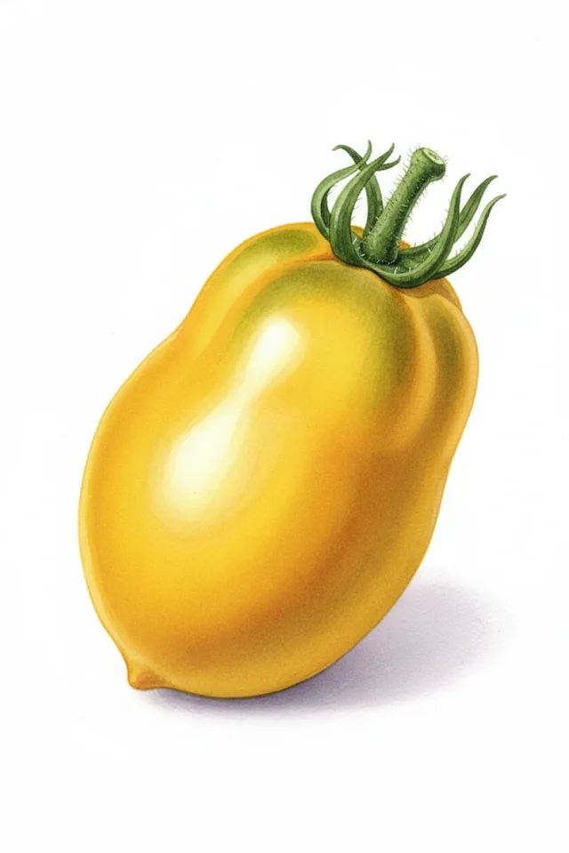 Tomate Yellow Belgian, illustration botanique