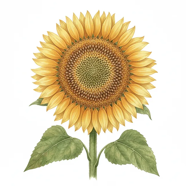 Tournesol Géant, illustration botanique