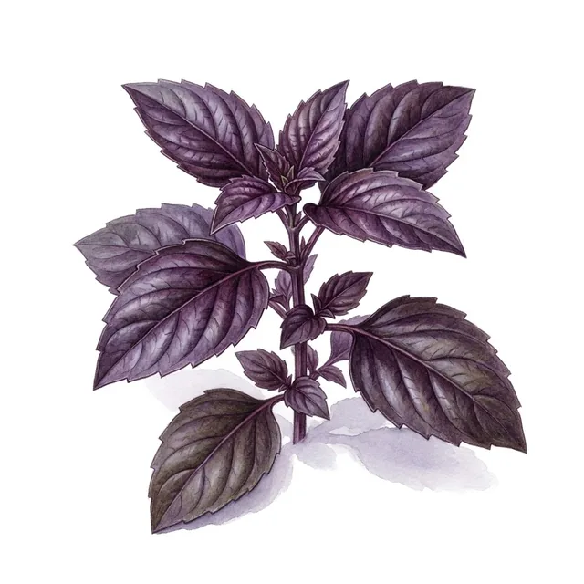 Tulsis Tulsi Kali, illustration botanique