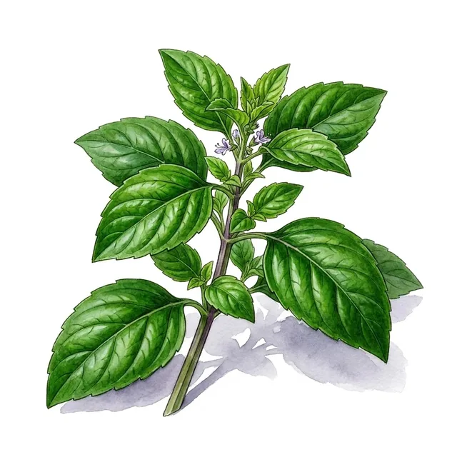 Tulsis Tulsi Rama, illustration botanique