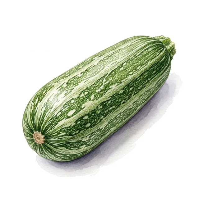 Zucchinis Cocozelle, illustration botanique