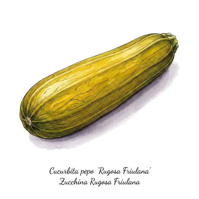 Zucchinis Rugosa Friulana, illustration botanique
